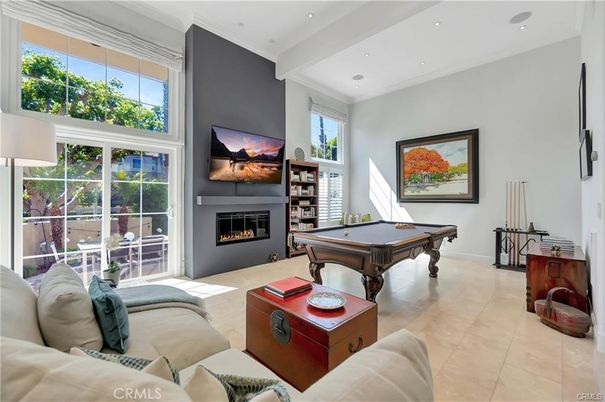 Billiard Table, Fireplace, Game Room, Interior, Living room, Recessed Lighting