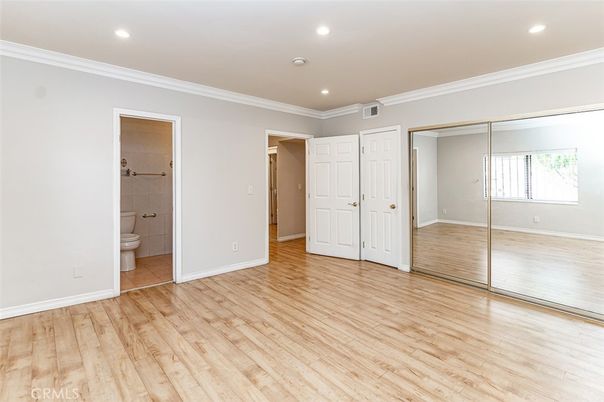 Bathroom, Empty room, Interior, Recessed Lighting, Wood Texture Flooring