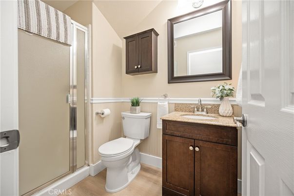 Bathroom, Glass Shower, Interior, Wood Texture Flooring