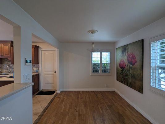 Empty room, Interior, Kitchen, Pendant Lights, Wood Texture Flooring