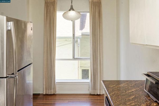 Interior, Kitchen, Pendant Lights, Stainless Steel Appliances, Wood Texture Flooring