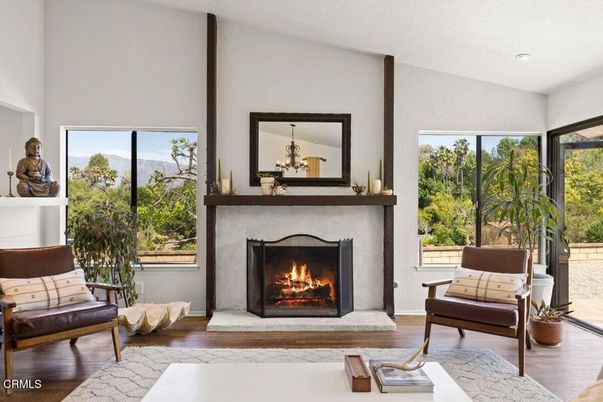 Fireplace, Interior, Recessed Lighting, Wood Texture Flooring