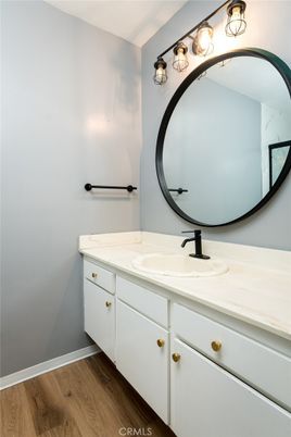 Bathroom, Interior, Tile Countertops, Wood Texture Flooring