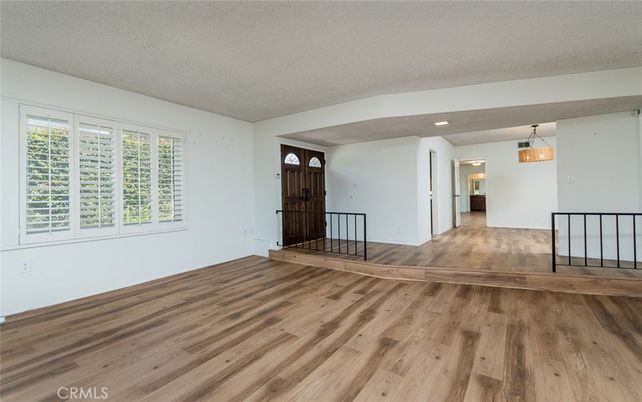 Empty room, Interior, Pendant Lights, Recessed Lighting, Wood Texture Flooring