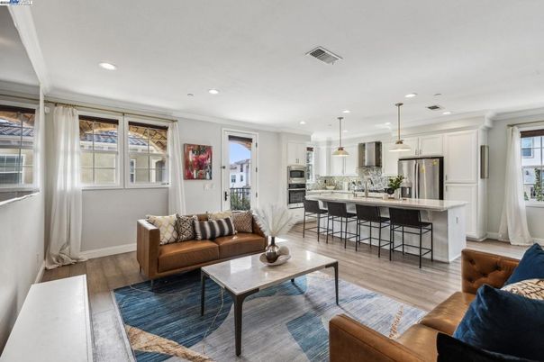 Interior, Kitchen, Living room, Pendant Lights, Recessed Lighting, Stainless Steel Appliances, Wood Texture Flooring