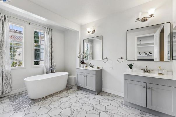 Bathroom, Dual Sink Vanities, Free Standing Baths, Interior, Marble