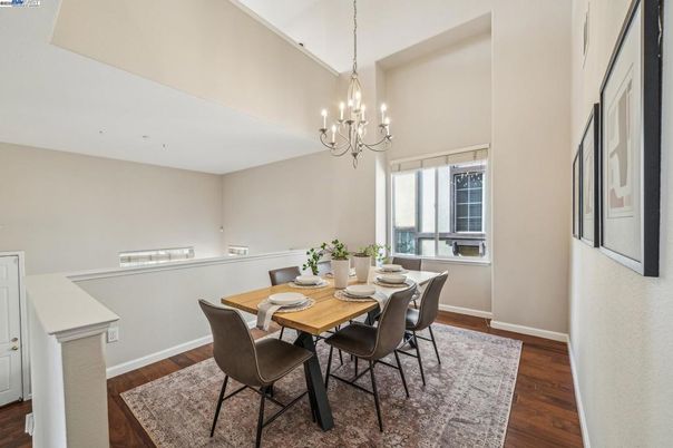 Chandelier, Dining room, Interior, Wood Texture Flooring