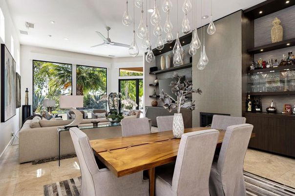 Dining room, Interior, Living room, Pendant Lights, Recessed Lighting