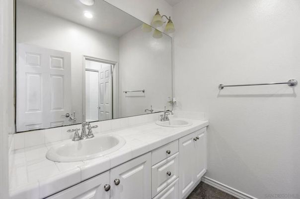 Bathroom, Dual Sink Vanities, Interior, Recessed Lighting, Tile Countertops