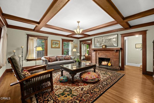 Fireplace, Interior, Living room, Wooden Beams, Wood Texture Flooring