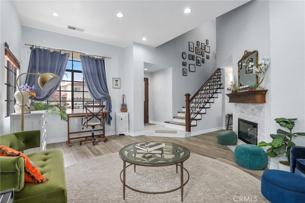 Fireplace, Interior, Recessed Lighting, Wood Texture Flooring
