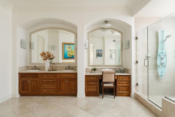 Bathroom, Dual Sink Vanities, Glass Shower, Interior