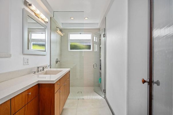 Bathroom, Glass Shower, Interior, Recessed Lighting