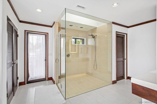 Bathroom, Glass Shower, Interior, Recessed Lighting