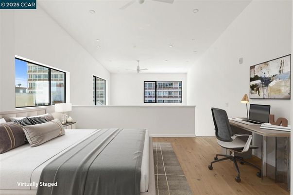 Bedroom, Home Office, Interior, Recessed Lighting, Wood Texture Flooring