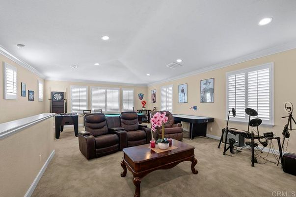 Billiard Table, Fitness Equipment, Game Room, Interior, Living room, Recessed Lighting