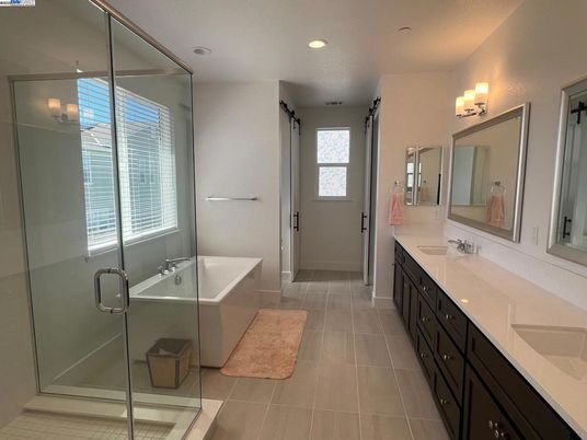Bathroom, Dual Sink Vanities, Glass Shower, Interior, Recessed Lighting