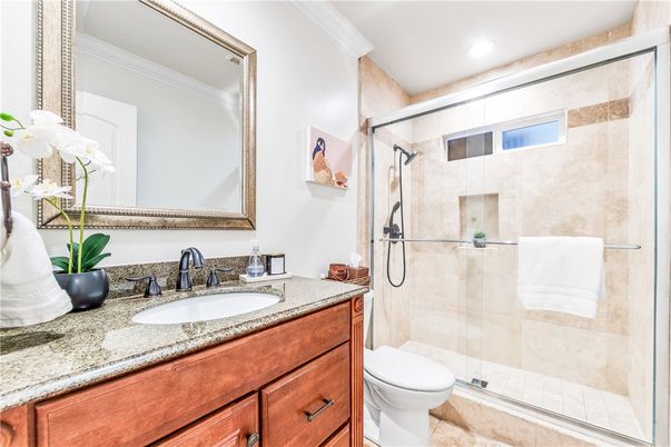 Bathroom, Glass Shower, Interior, Recessed Lighting