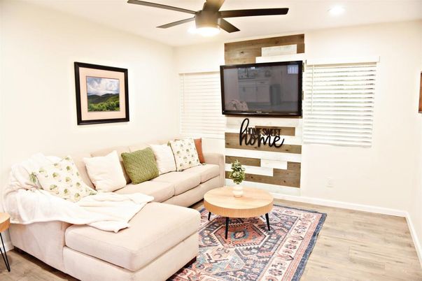 Interior, Living room, Recessed Lighting, Wood Texture Flooring