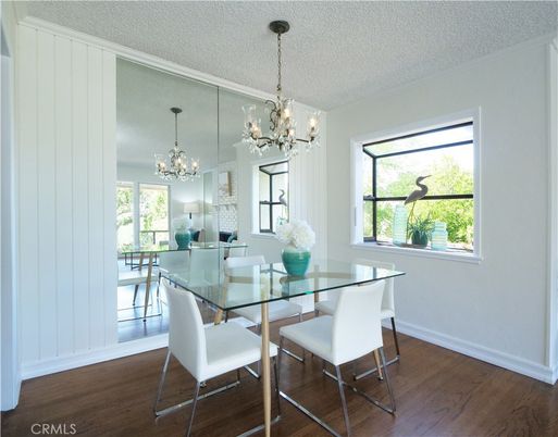 Chandelier, Dining room, Interior, Wood Texture Flooring