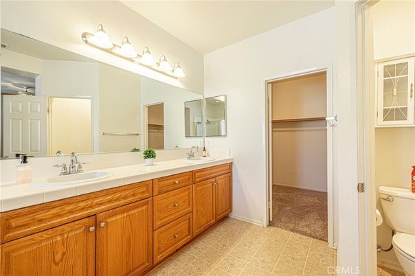 Bathroom, Dual Sink Vanities, Interior, Tile Countertops, Walk-in Closets