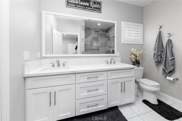 Bathroom, Dual Sink Vanities, Glass Shower, Interior, Marble