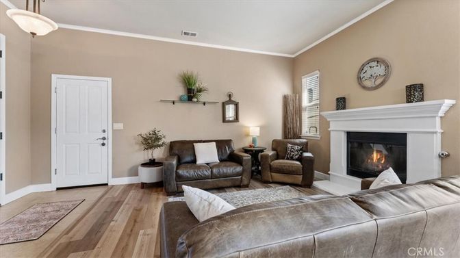 Fireplace, Interior, Living room, Pendant Lights, Wood Texture Flooring
