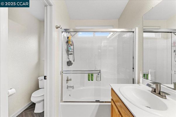 Bathroom, Glass Shower, Interior, Wood Texture Flooring