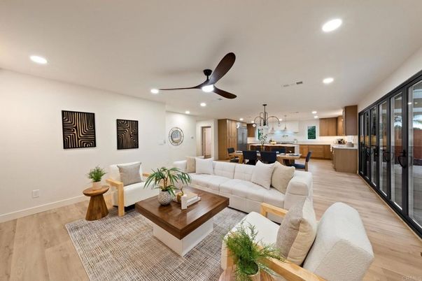 Dining room, Interior, Kitchen, Living room, Pendant Lights, Recessed Lighting, Wood Texture Flooring