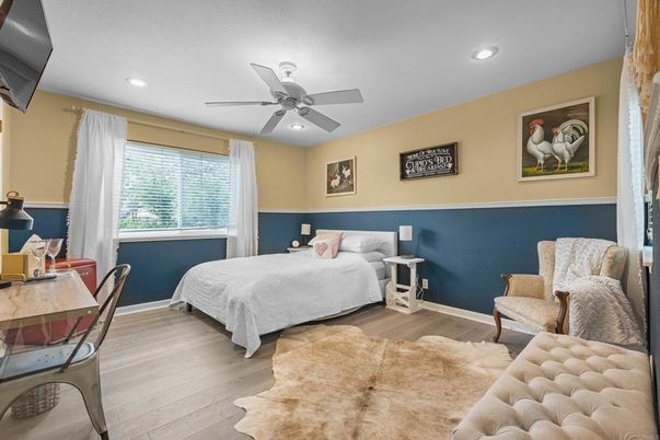 Bedroom, Home Office, Interior, Recessed Lighting, Wood Texture Flooring