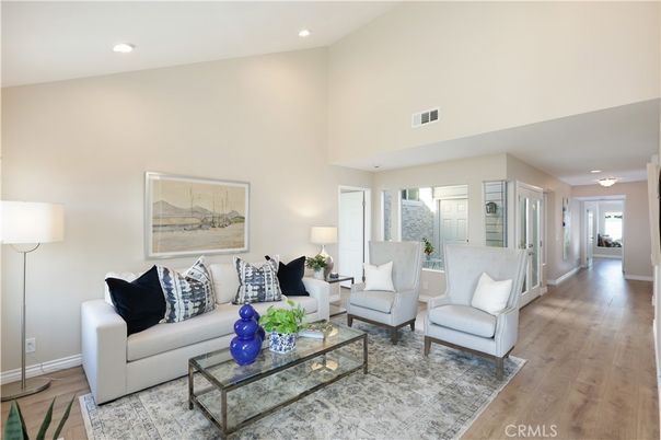 Interior, Living room, Recessed Lighting, Wood Texture Flooring