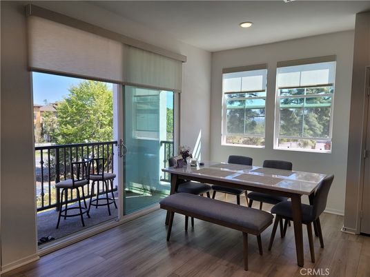 Dining room, Interior, Recessed Lighting, Wood Texture Flooring