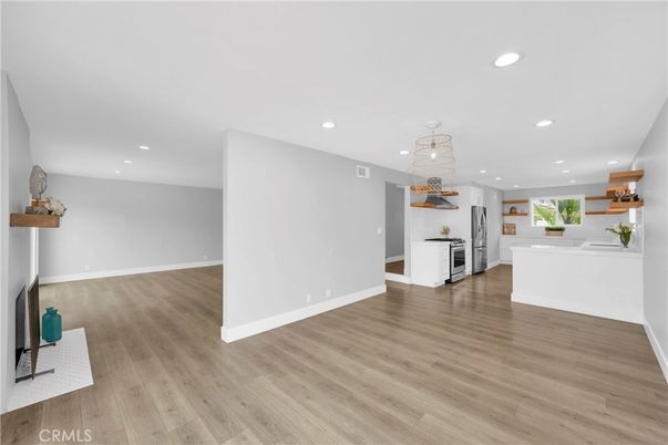 Interior, Kitchen, Pendant Lights, Recessed Lighting, Wood Texture Flooring