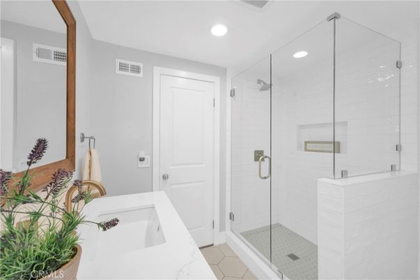 Bathroom, Glass Shower, Interior, Recessed Lighting