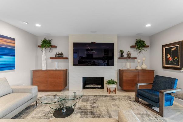 Fireplace, Interior, Living room, Recessed Lighting