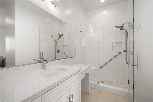 Bathroom, Dual Sink Vanities, Glass Shower, Interior, Recessed Lighting