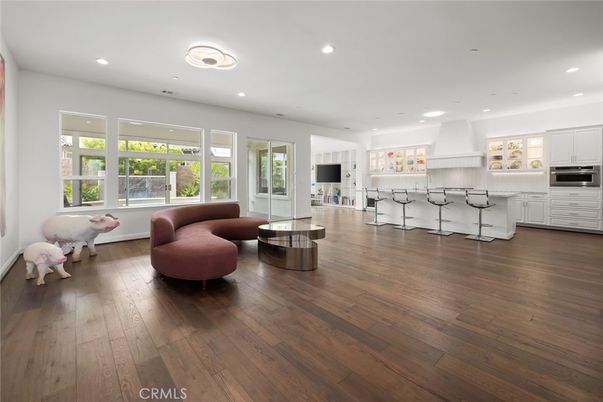 Interior, Kitchen, Living room, Recessed Lighting, Stainless Steel Appliances, Wood Texture Flooring