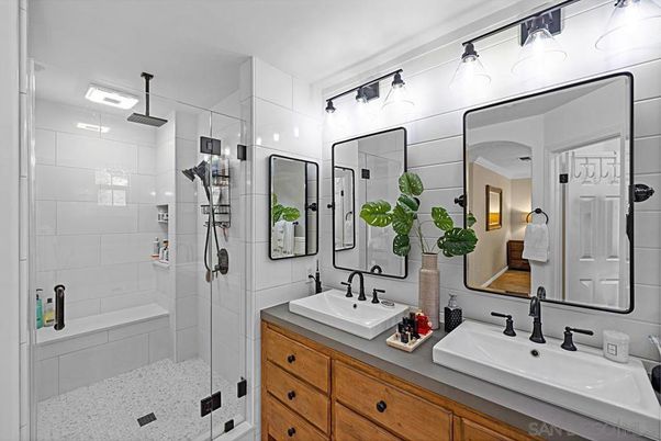 Bathroom, Dual Sink Vanities, Glass Shower, Interior