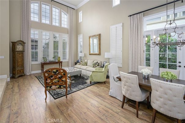Dining room, Interior, Living room, Pendant Lights, Wood Texture Flooring
