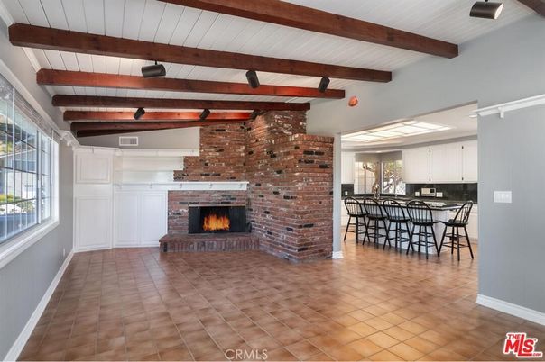 Fireplace, Interior, Kitchen, Stone Walls, Wooden Beams
