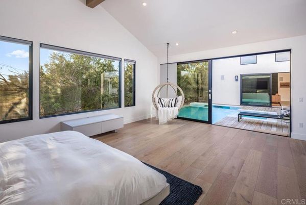 Bedroom, Interior, Recessed Lighting, Wooden Beams, Wood Texture Flooring