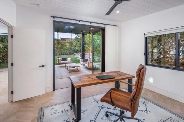 Home Office, Interior, Recessed Lighting, Wood Texture Flooring