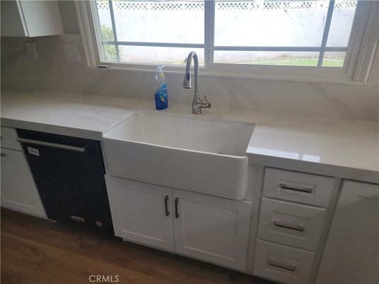 Interior, Kitchen, Marble Walls, Wood Texture Flooring