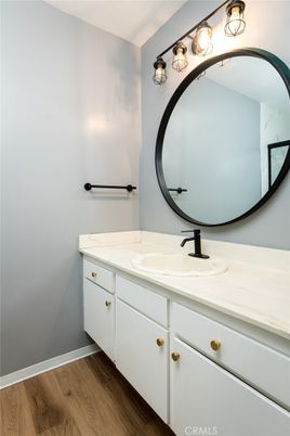 Bathroom, Interior, Tile Countertops, Wood Texture Flooring