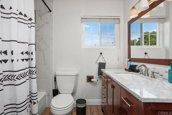Bathroom, Interior, Marble Walls, Wood Texture Flooring
