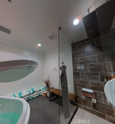 Bathroom, Glass Shower, Interior, Recessed Lighting