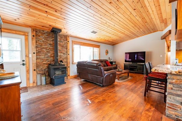Fireplace, Interior, Living room, Stone Walls, Wooden Ceilings, Wood Texture Flooring