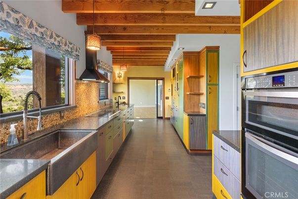 Interior, Kitchen, Pendant Lights, Recessed Lighting, Stainless Steel Appliances, Wooden Beams, Wooden Ceilings
