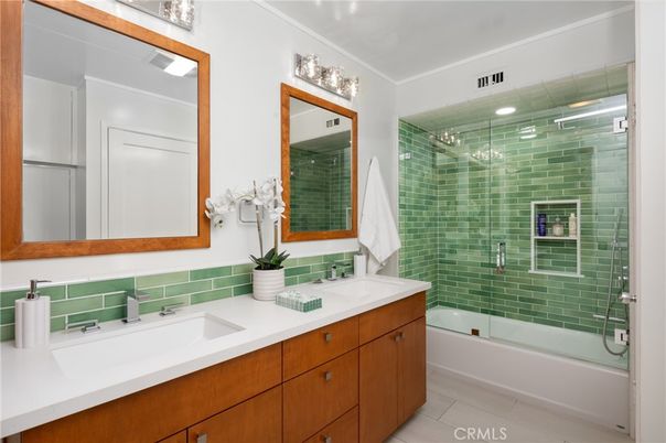 Bathroom, Dual Sink Vanities, Glass Shower, Interior, Recessed Lighting