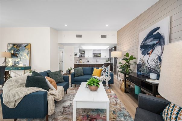 Interior, Kitchen, Living room, Recessed Lighting, Stainless Steel Appliances, Wood Texture Flooring